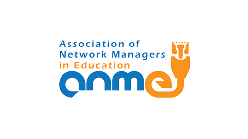 Logo of the Association of Network Managers in Education featuring an orange plug graphic forming the letters ANME.