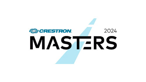 "Image showcasing the Crestron Masters 2024 logo, highlighting the event's focus on advanced technical training for Crestron professionals in North America.