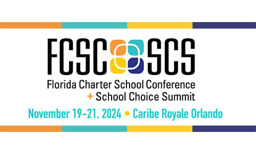 FCSC+SCS logo with multicolored squares and bold black text, representing the Florida Charter School Conference and School Choice Summit.