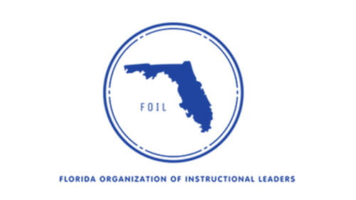 FOIL logo in bold blue, featuring a Florida state outline, representing the Florida Organization of Instructional Leaders.