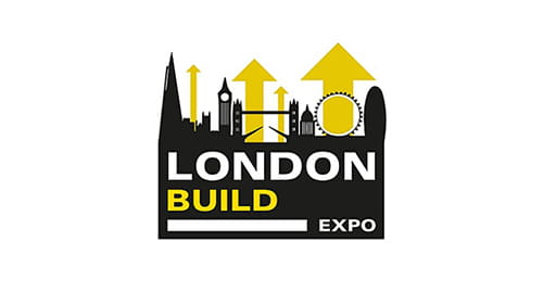 London Build Expo logo highlighting a cityscape with arrows pointing upward.