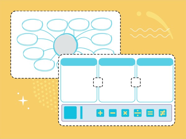 Interactive graphic organizer and comparison chart templates in Lumio, suitable for enhancing classroom activities.
