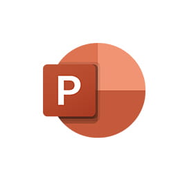 Image showing a P on a circular background, representing Microsoft PowerPoint, a widely-used presentation software.