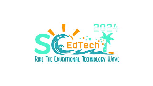 SC EdTech 2024 logo with a wave and palm tree theme, emphasizing the educational technology conference.