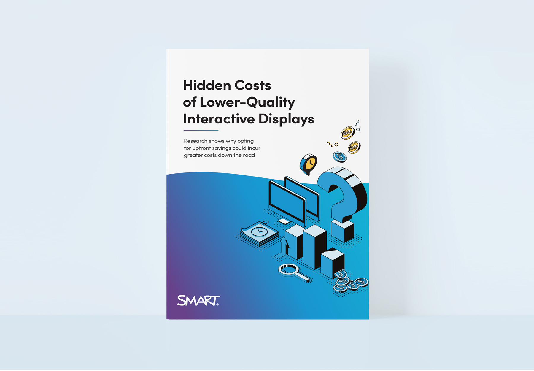 Image of a whitepaper titled 'Hidden costs of lower-quality Interactive displays'
