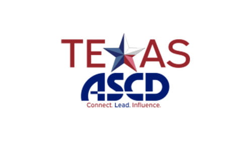 Texas ASCD logo with bold red, white, and blue text, featuring a star symbol, representing educational leadership in Texas.