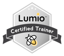 badge with the words 'Certified Trainer' in the center, surrounded by a shield shape featuring the Lumio logo.