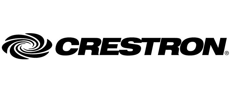 Logo of Crestron featuring a stylized spiral and the company name.