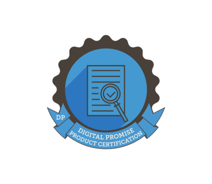 Seal of Digital Promise Product Certification symbolizing recognized quality and efficacy.