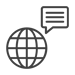 A globe with a message icon representing a global community.