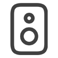 An icon depicting a speaker, indicating audio functionality.